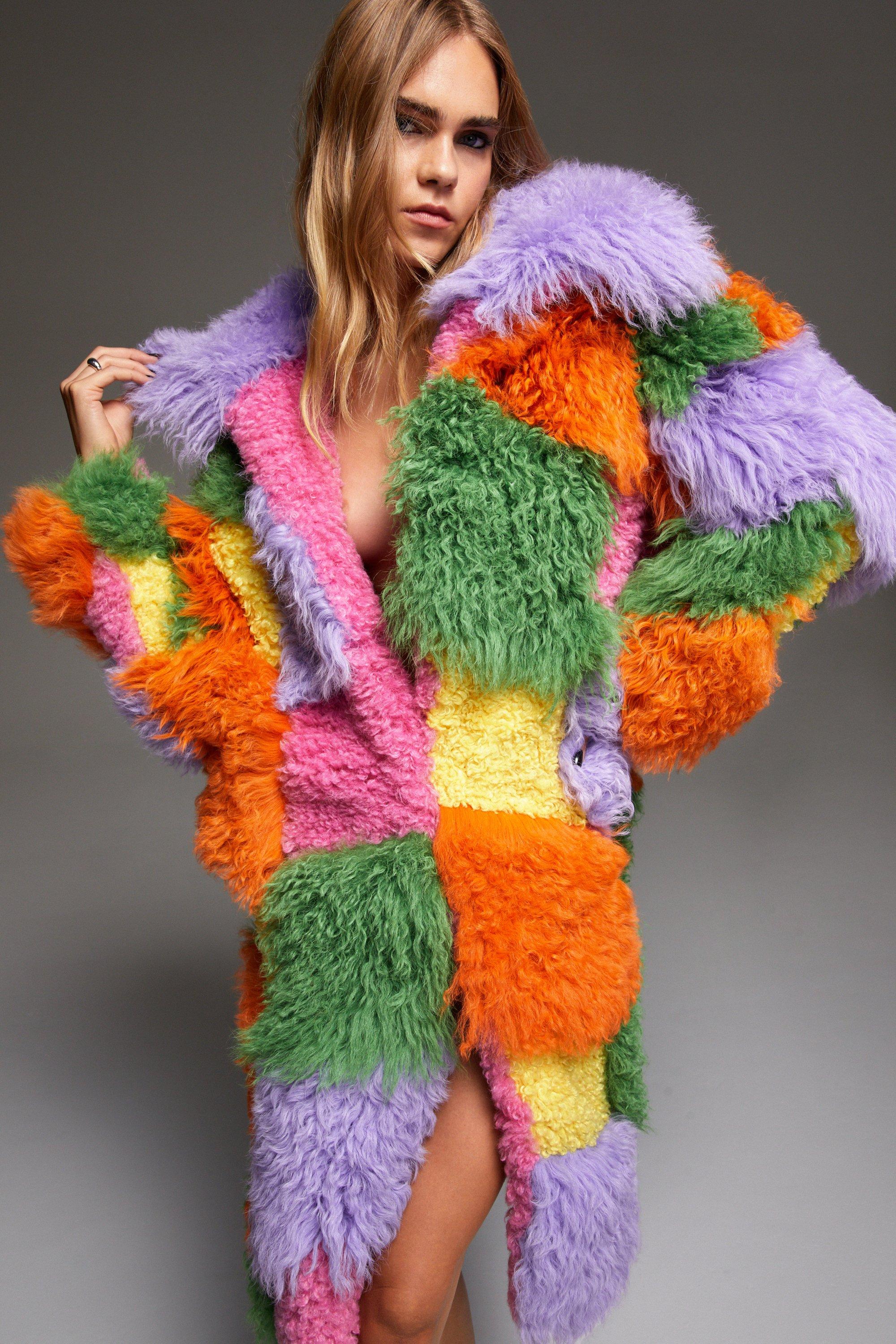 Women's Multicolor Faux Fur Collarless Jacket | Boohoo UK