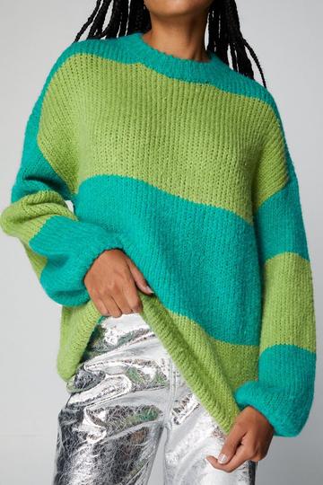 Stripe Oversized Sweater green