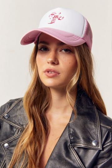 Embroidered Cowboy Trucker Hat pink