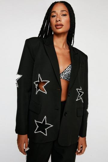 Premium Star Hand Embellished Blazer black