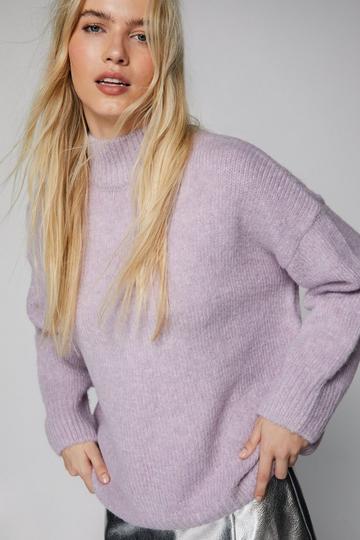 Turtleneck Relaxed Long Sleeve Sweater purple