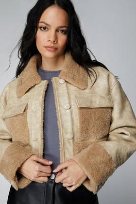 Plus Size Buckle Detail Aviator Jacket