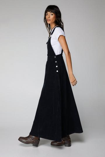 Black Corduroy Overall Maxi Dress