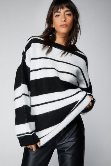 Stripe Brushed Knitted Sweater mono