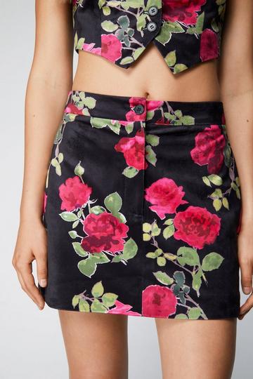 Premium Printed Velvet Mini Skirt black