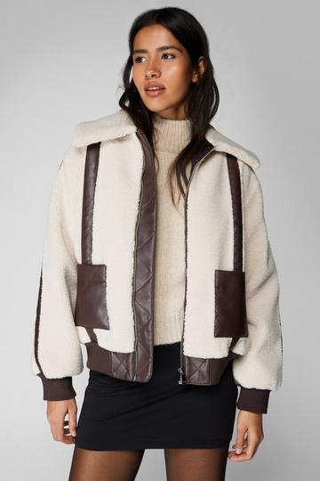 Bomber jacket with faux fur lining