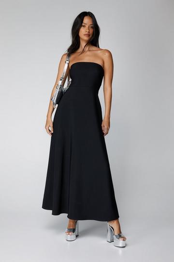 Black Bandeau Full Skirt Maxi Dress