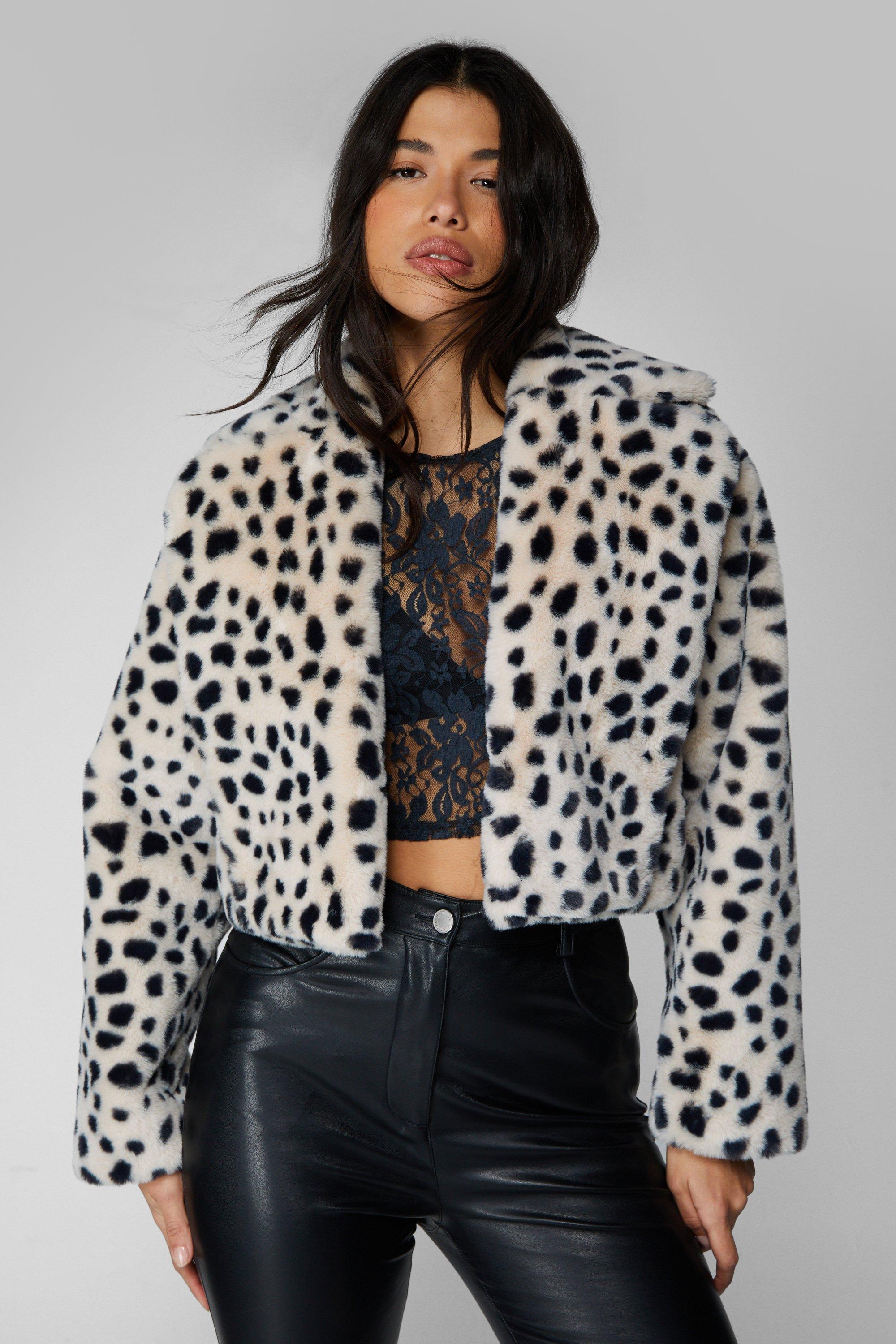 Faux fur clearance cropped collarless jacket