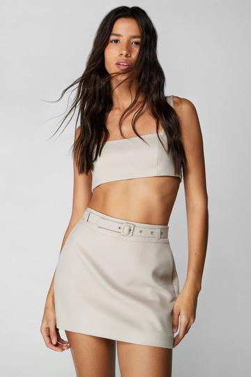 Premium Tailored Twill Mini Skirt neutral