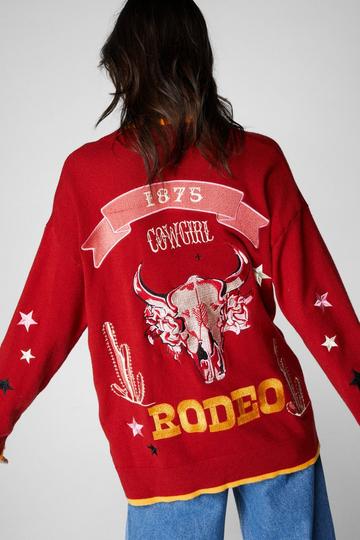 Burgundy Red Cowgirl Rodeo Embroidered Cardigan