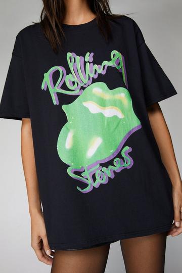 Rolling Stones Green Oversized Graphic T-shirt black
