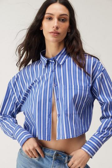 Stripe Cropped Shirt mid blue