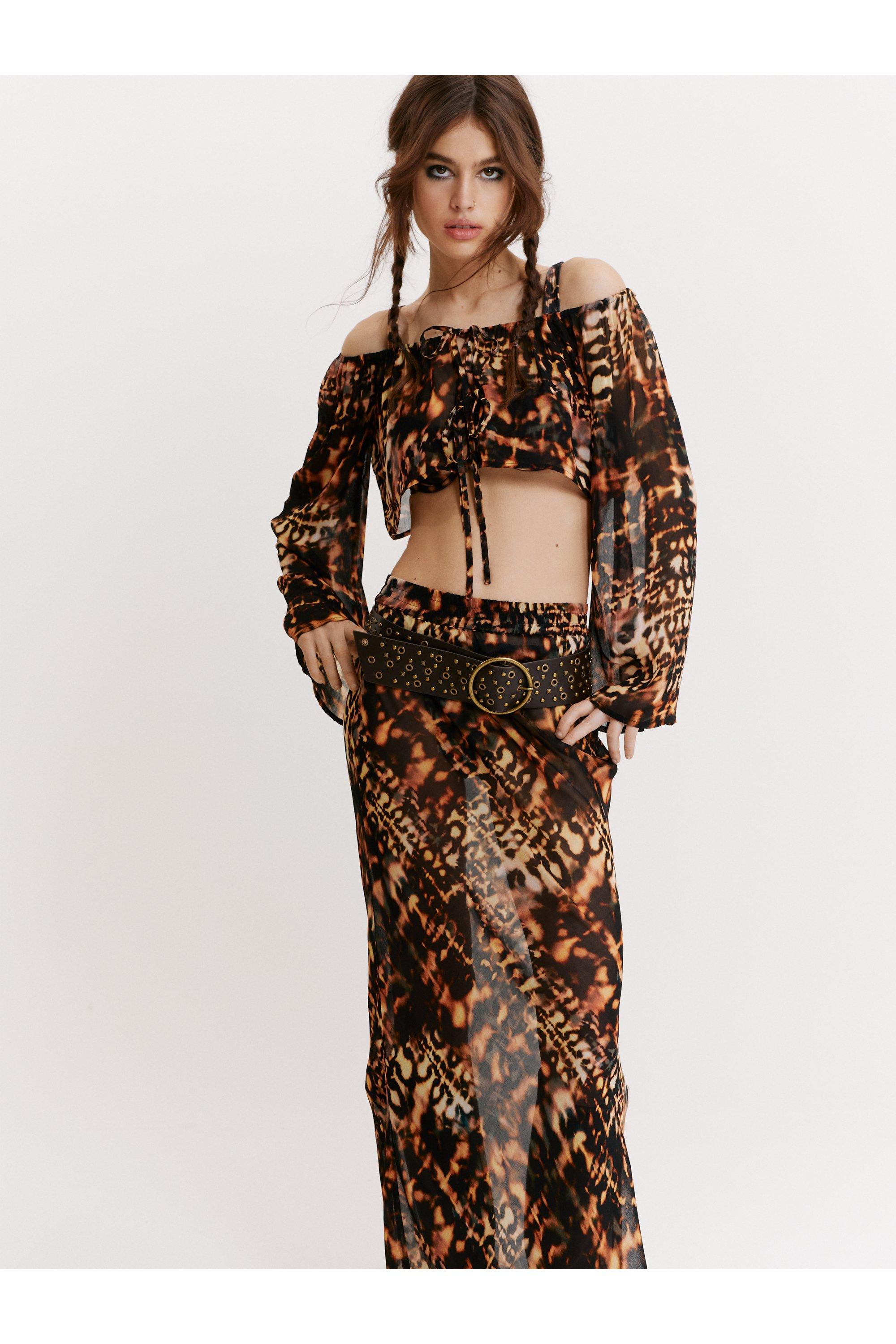 Leopard print 2024 maxi skirt quilt