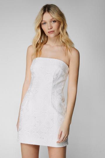 Lace Bandeau Tailored Mini Dress ivory