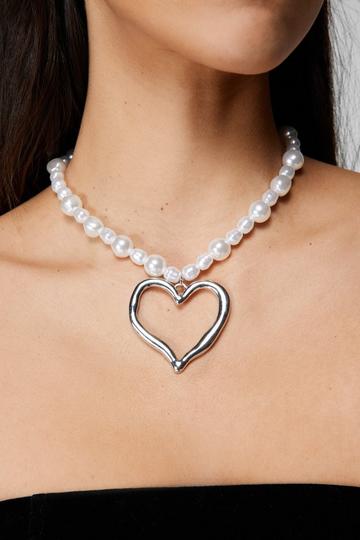 Pearl Heart Necklace silver