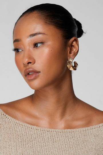 Gold Metallic Textured Hoop Earrings