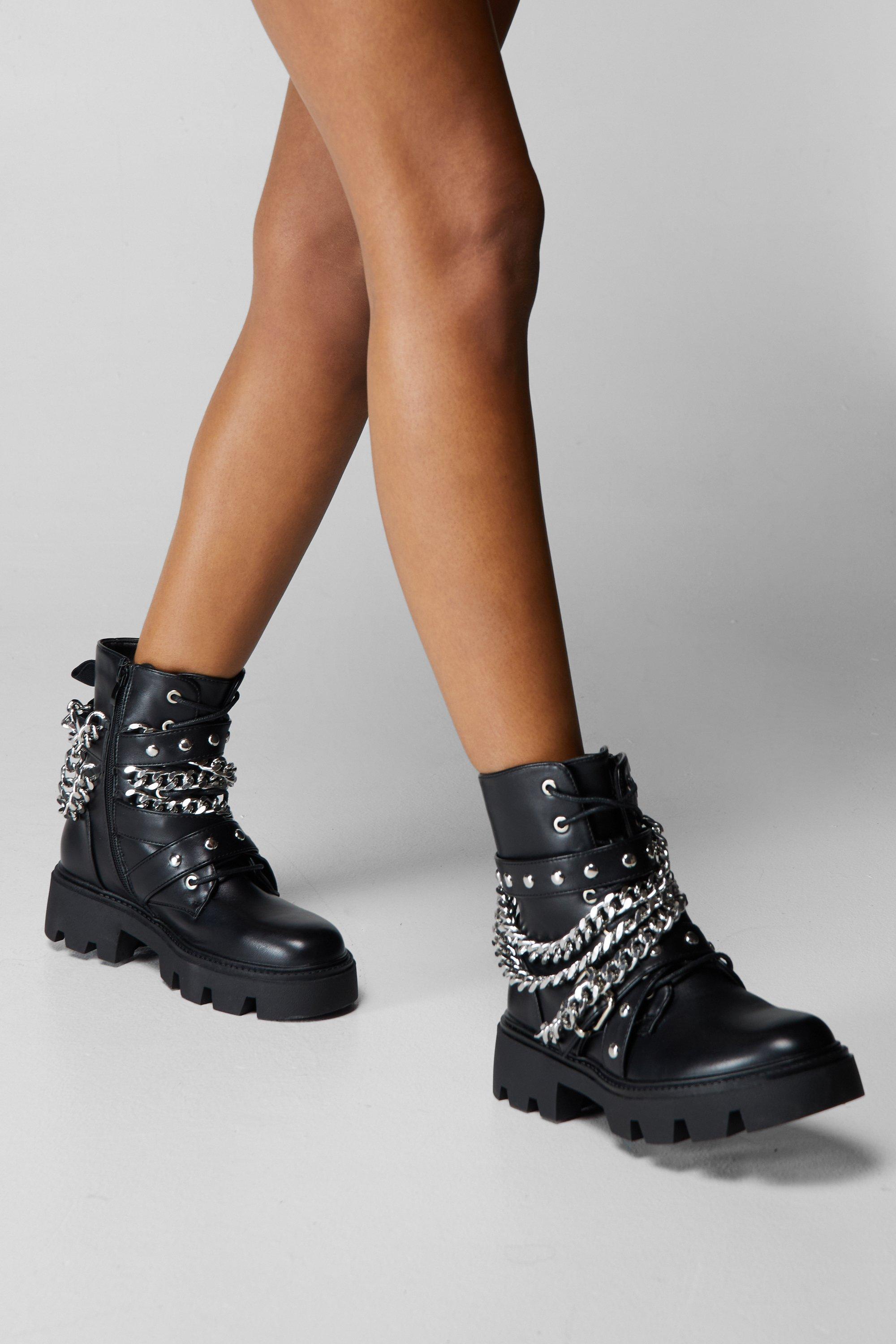 Faux Croc Double Platform Heeled Ankle Boots Nasty Gal