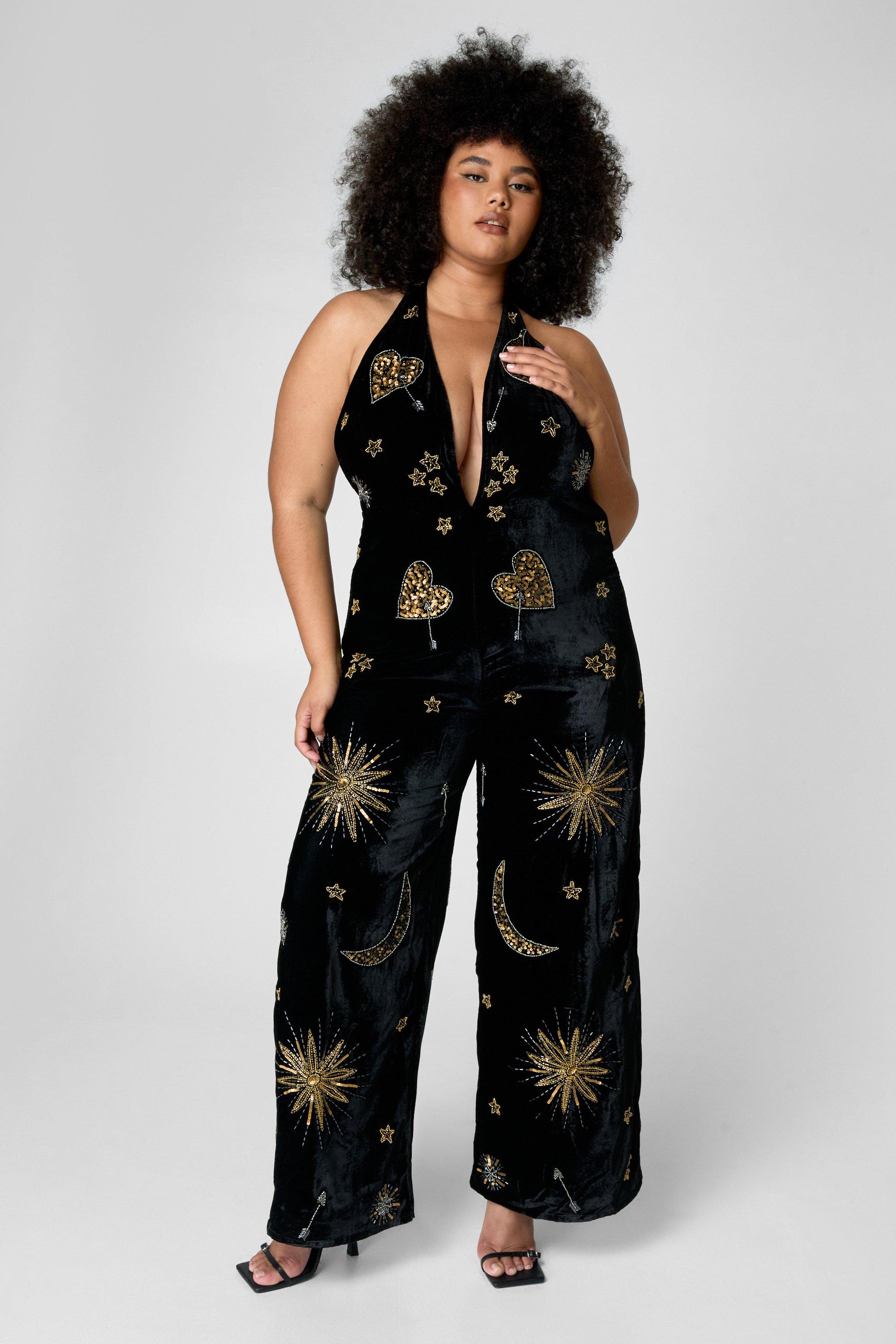 4SIENNA VELVET EMBROIDERED STAR sold JUMPSUIT