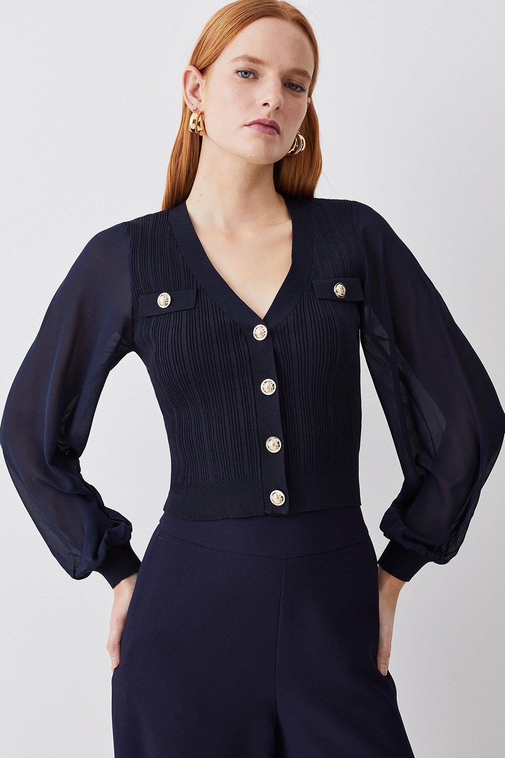 Embellished Bandage Knit Crop Cardigan | Karen Millen