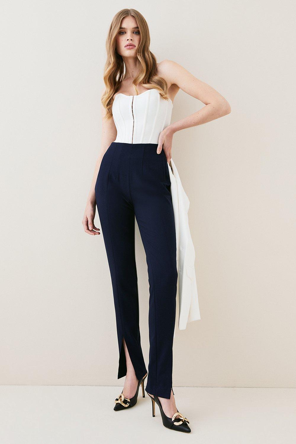 Karen millen hot sale navy trousers