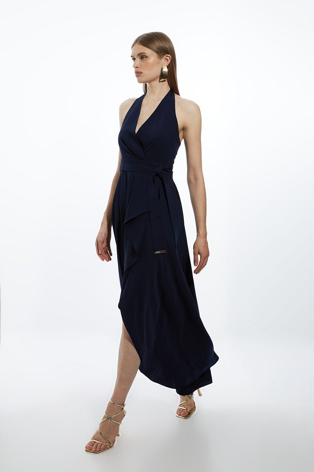 Lydia Millen Crinkle Chiffon Floral Pussybow Midi Dress | Karen Millen