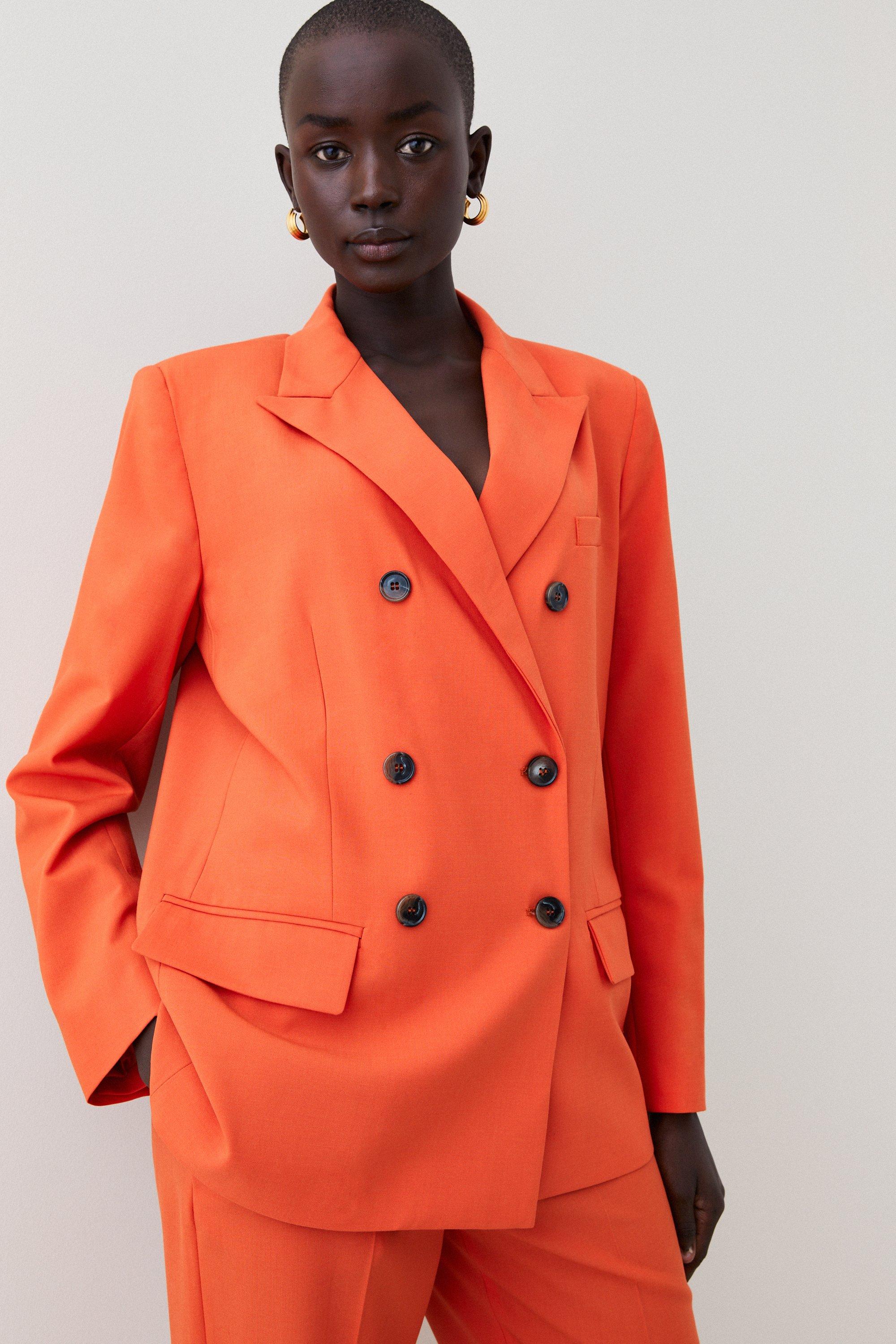 Orange shop boucle coat