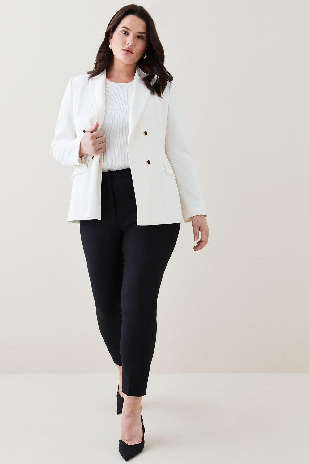 Wool Blend High Waist Tailored Slim Leg Trouser | Karen Millen