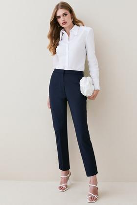 TURN-DOWN WAIST TROUSERS WITH TOPSTITCHING