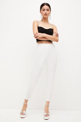Plus Size Essential Techno Cotton Pants | Karen Millen