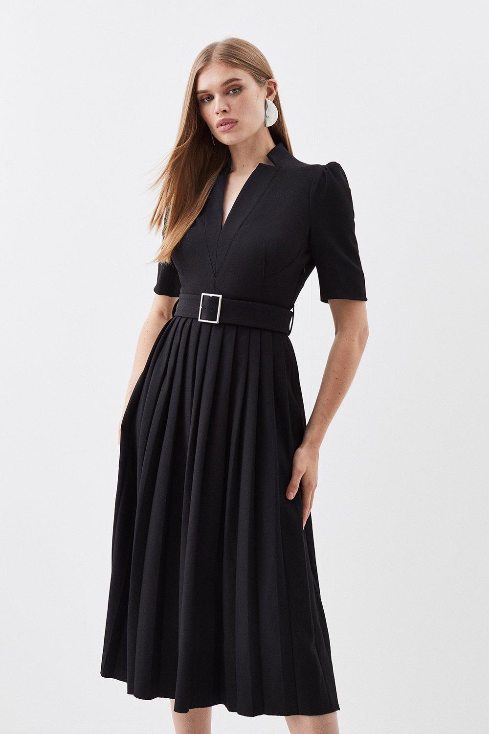 【KAREN MILLEN】テーラード プリーツ ノースリーブ ミダクシ 新品タグ付】カレンミレン ロングワンピース ドッキング