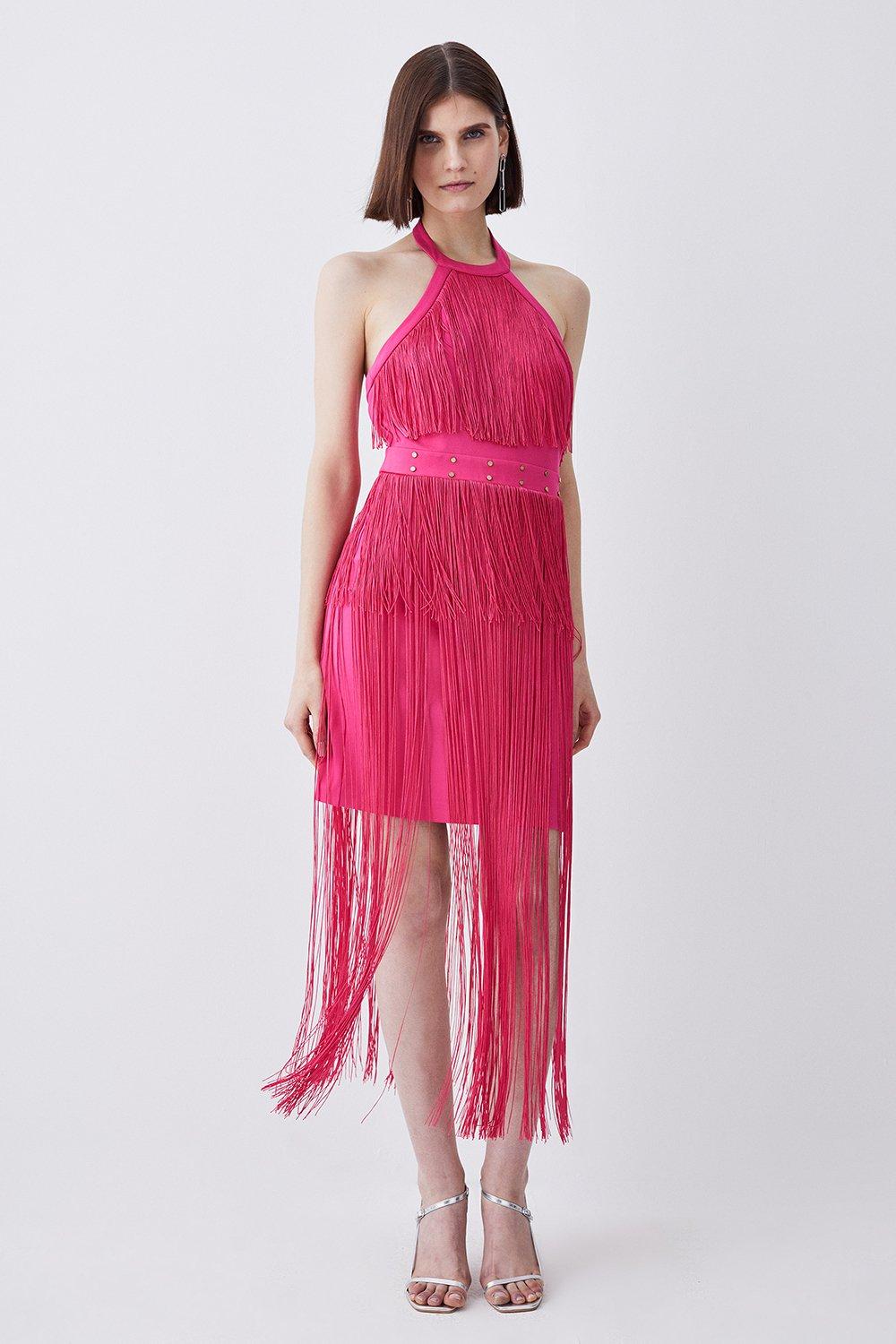 Plus Size Compact Stretch Wrap Detail Beltedmidi Dress | Karen Millen