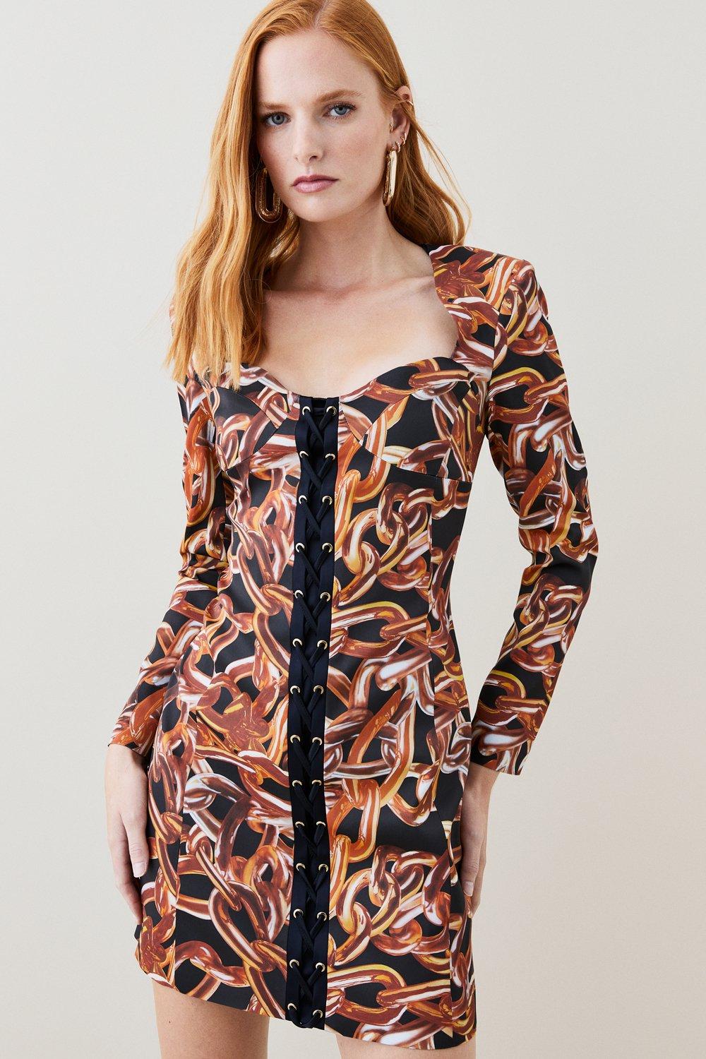 Karen millen colour top block leopard print dress