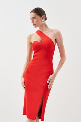 Check Envelope Sleeveless Midi Pencil Dress | Karen Millen