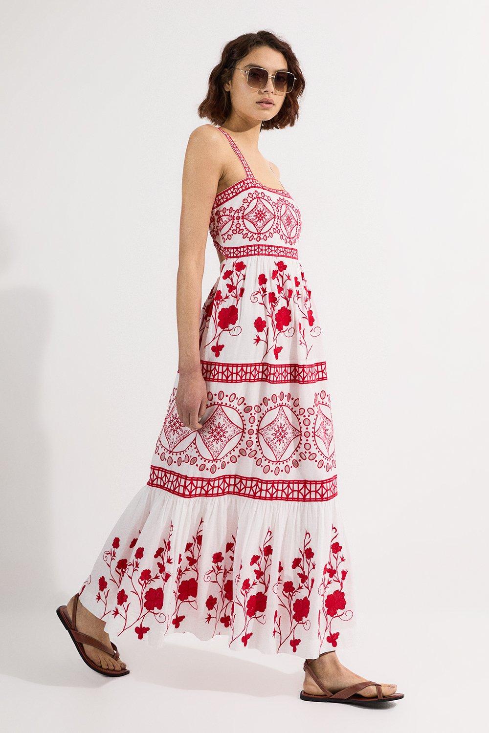 まこりん Cotton Halter Neck Woven Midi Dress With Dropped Waist