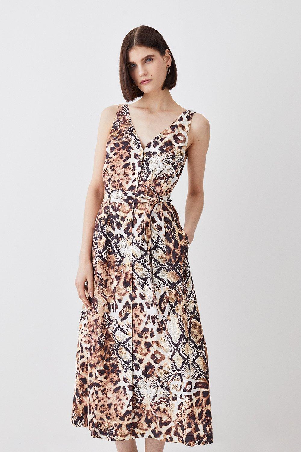 Karen millen leopard print ruffle clearance dress