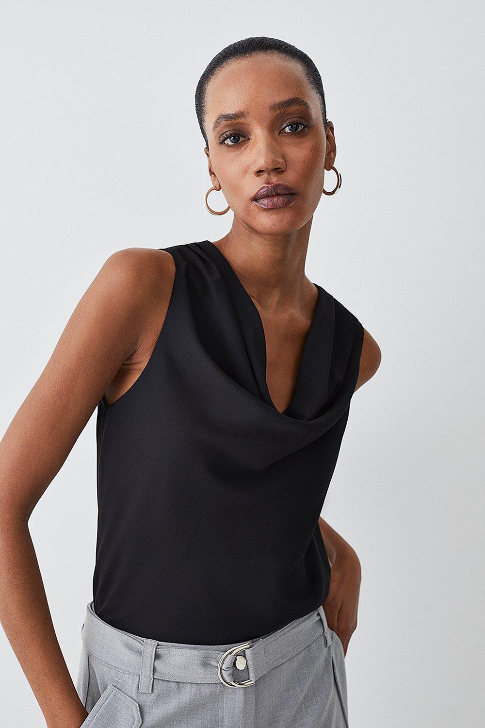 Georgette Draped Front Woven Blouse | Karen Millen