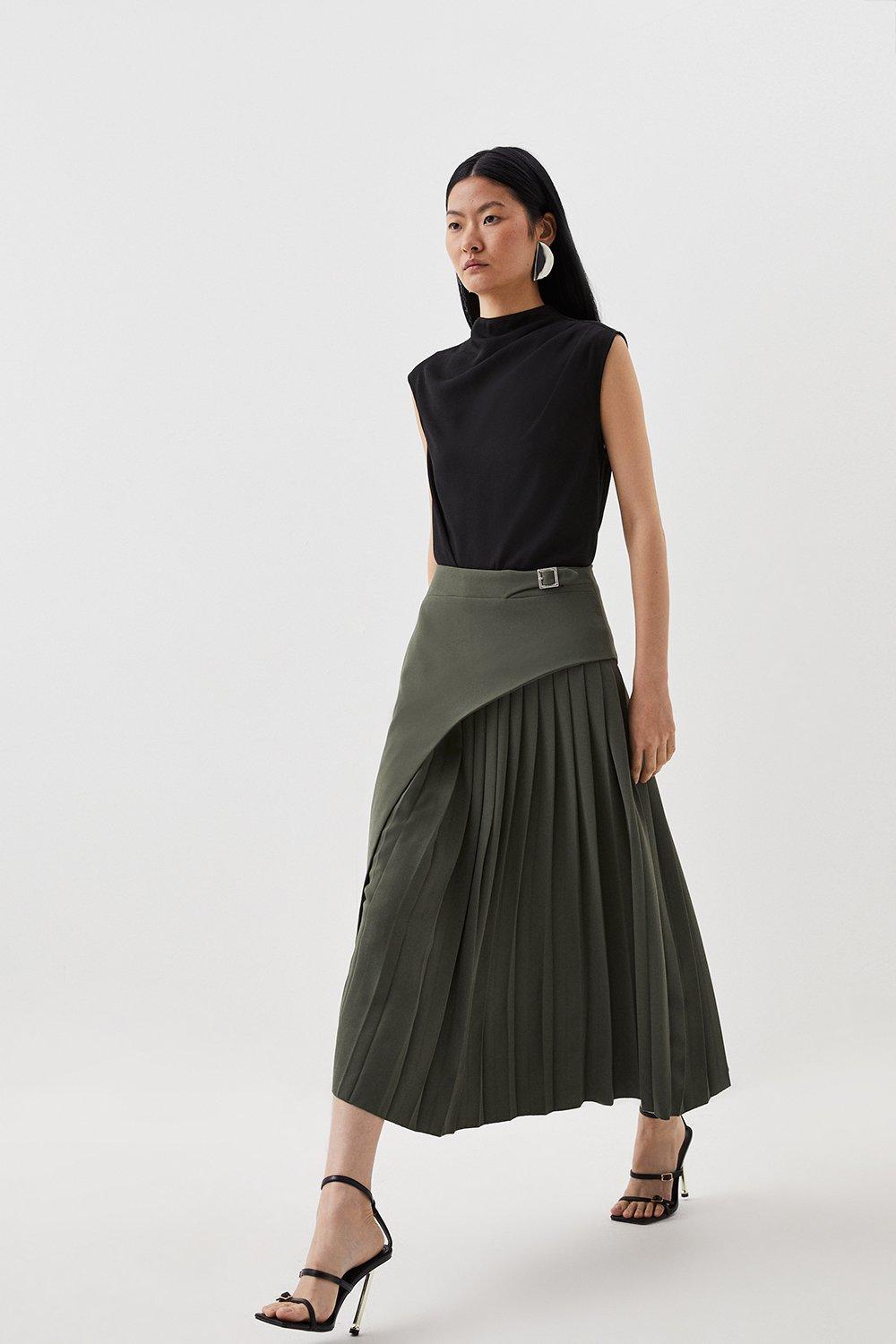 Karen millen discount green pleated skirt