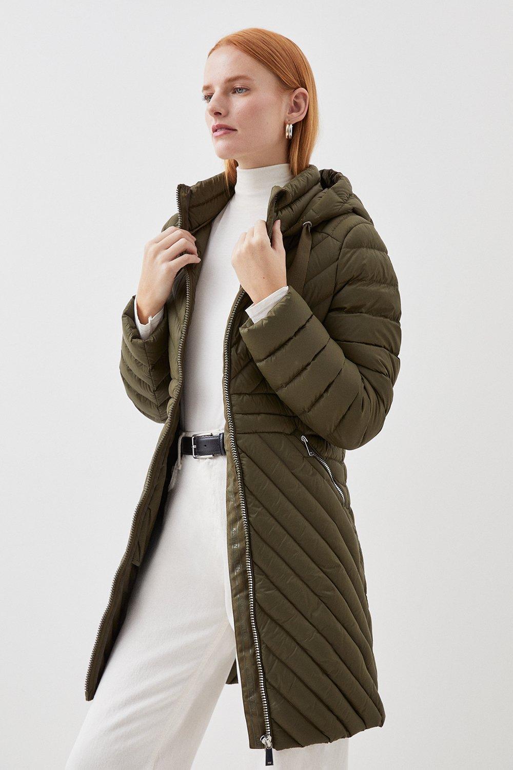 Karen millen belted puffer clearance coat