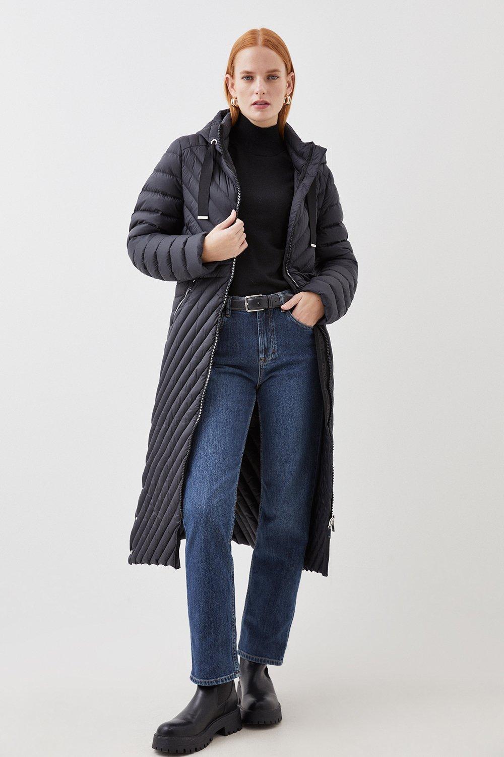 Down Filled Puffer Packable Midi Coat | Karen Millen