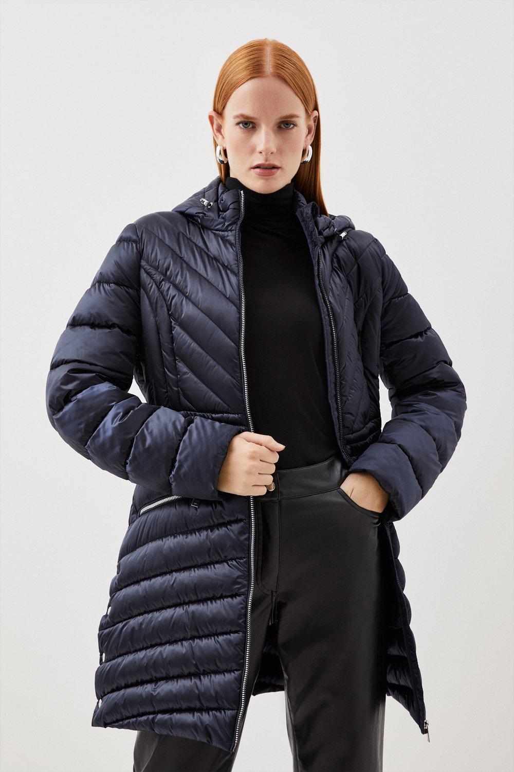 Down coat outlet with wrap collar