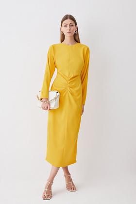 Satin Back Crepe Column Woven Midaxi Dress