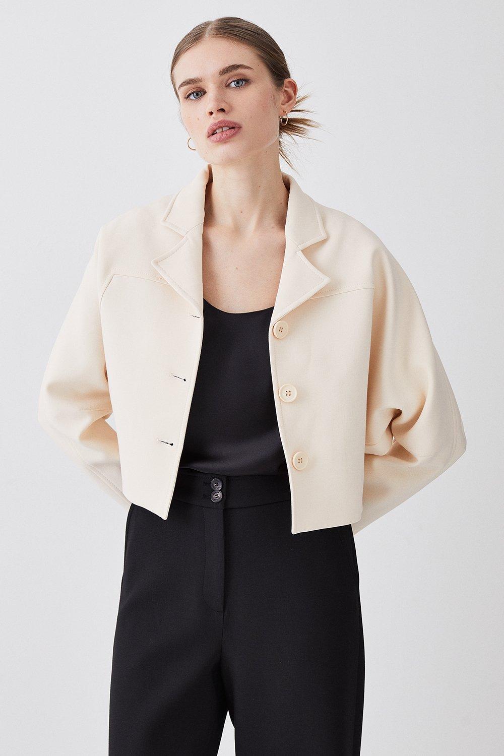 Clean Tailored Double Breasted Cropped Jacket Karen Millen