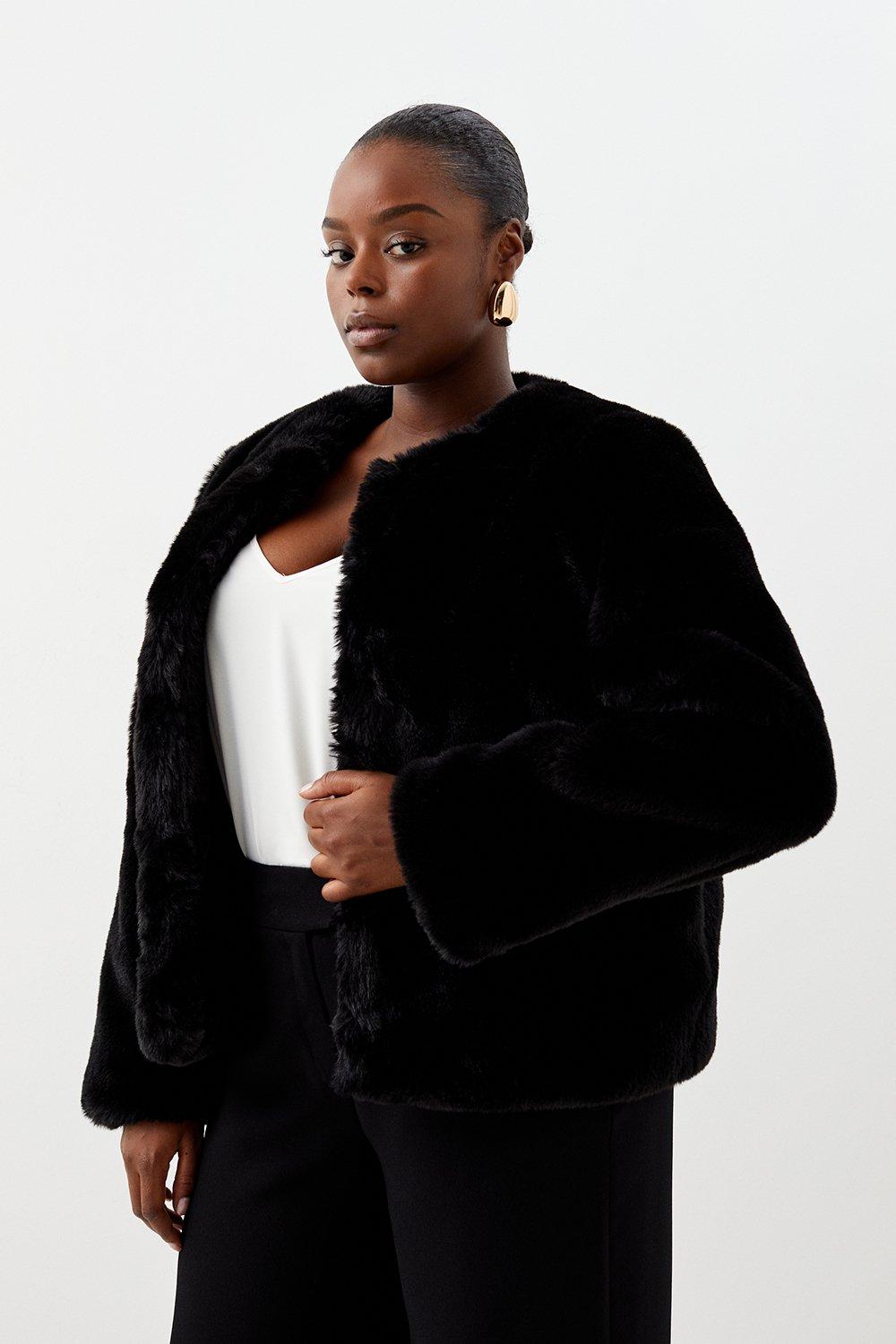 Patched faux fur on sale coat