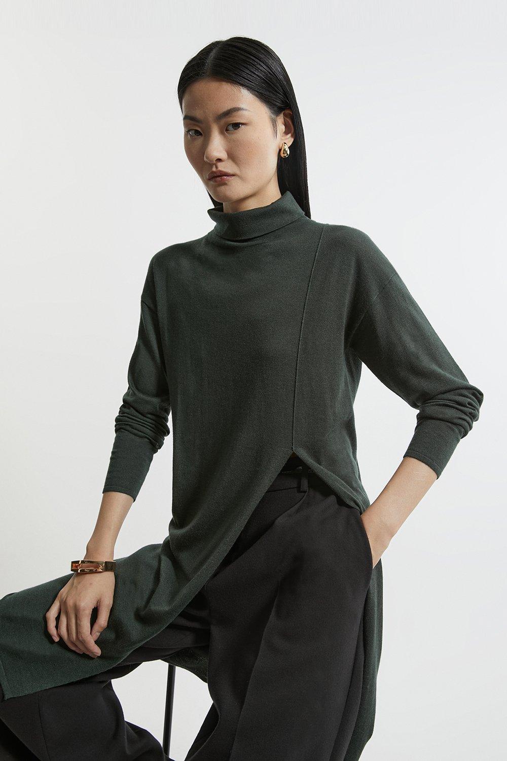Viscose Blend Crochet Knit Cross Front Top | Karen Millen