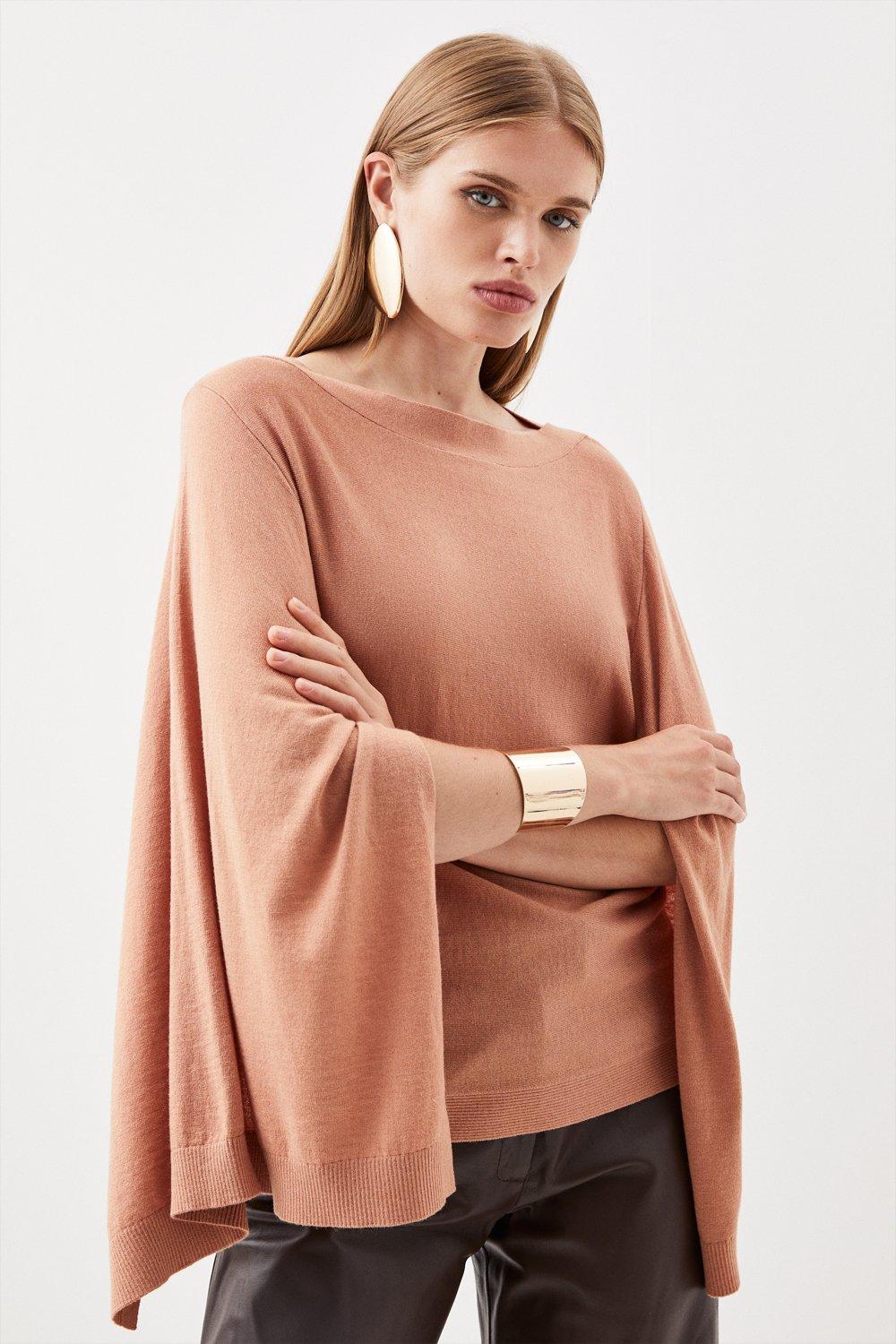 【KAREN MILLEN】ニット ロールネック フリッピーヘム ミニ Cotton Zip Collar Knit Stripe Sweater | Karen Millen