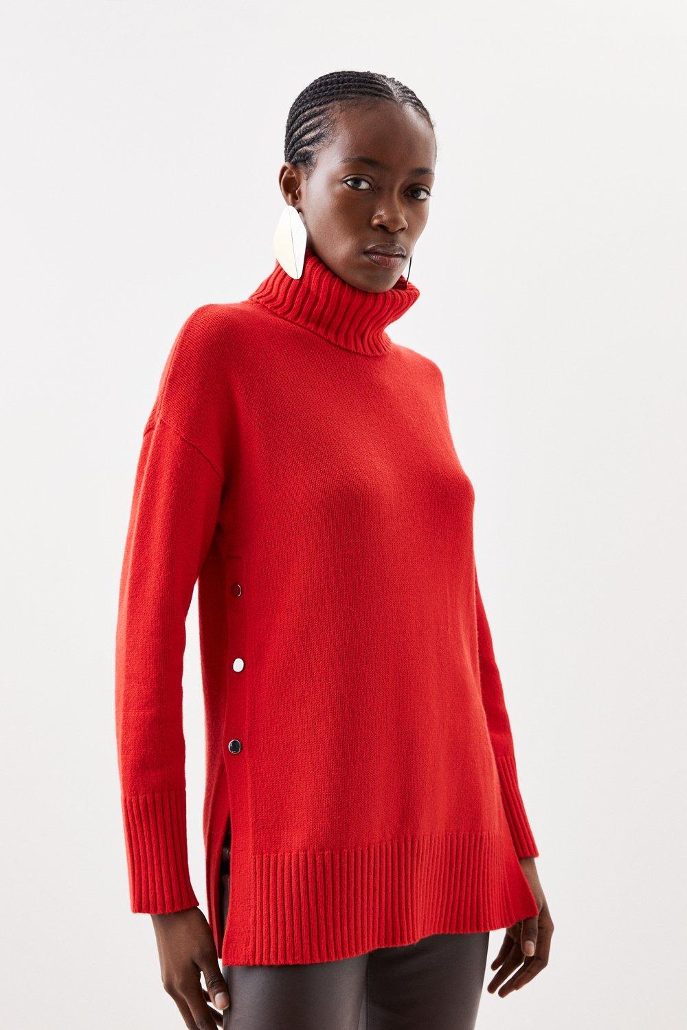 Womens red roll neck on sale jumper