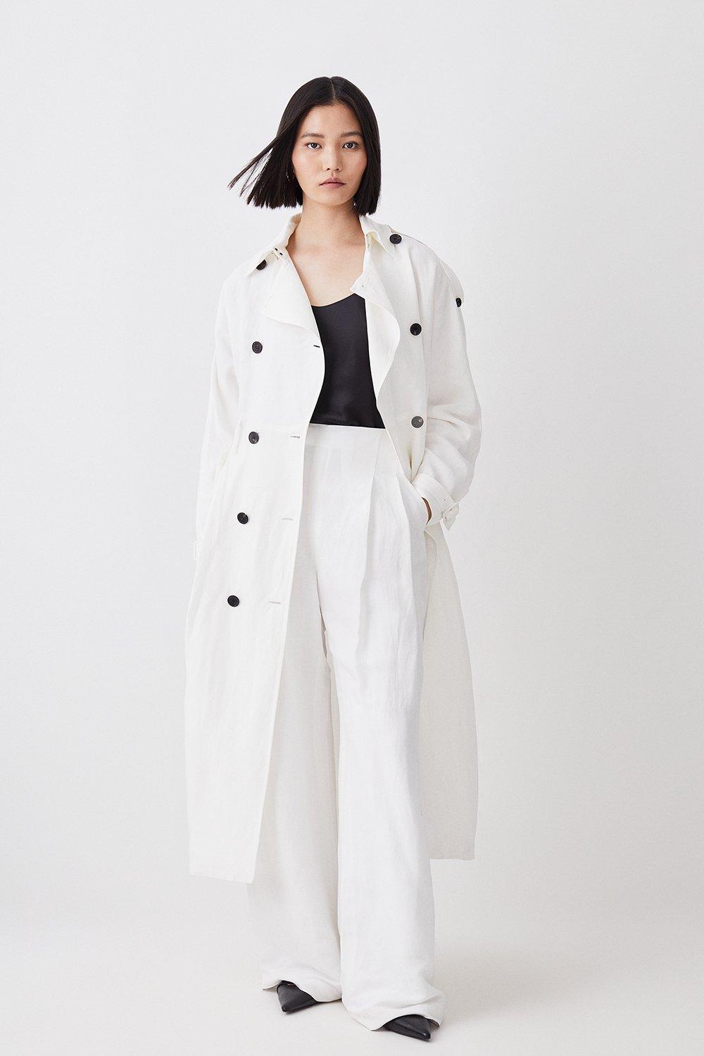 Collar Detail Belted Trench Coat | Karen Millen