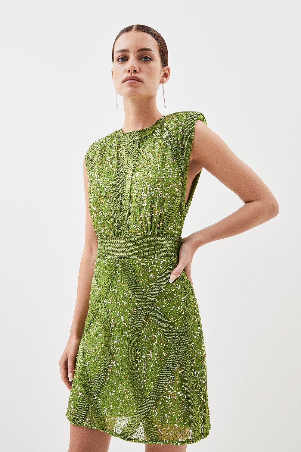 Karen millen clearance green sequin dress