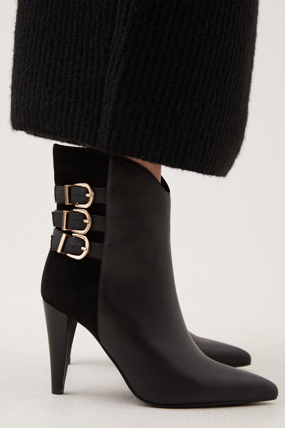 Mid calf heeled clearance boots