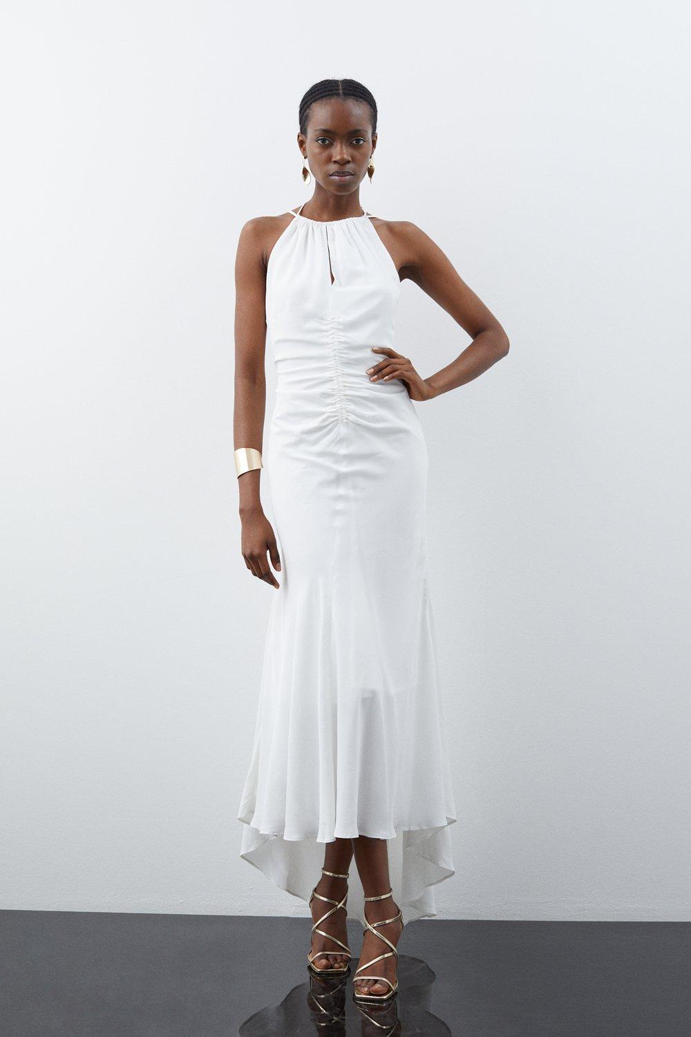 Plus Size Crystal Applique Angel Sleeve Midaxi Woven Dress | Karen 